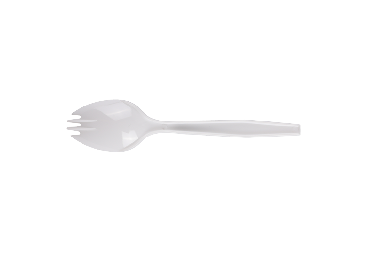 Witte wegwerp plastic lange steel Spork